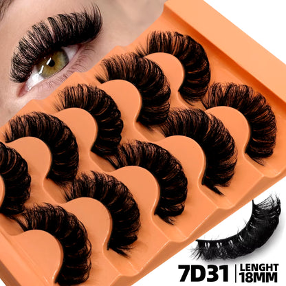 5 Pairs Fluffy Eyelashes 8D Volume False Lashes Strip Lashes Extensions Thick Soft Curly Fake Lashes Makeup