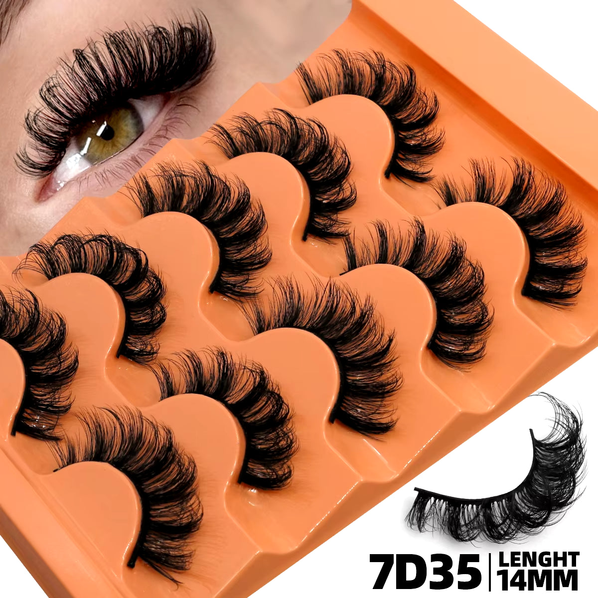 5 Pairs Fluffy Eyelashes 8D Volume False Lashes Strip Lashes Extensions Thick Soft Curly Fake Lashes Makeup