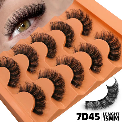 5 Pairs Fluffy Eyelashes 8D Volume False Lashes Strip Lashes Extensions Thick Soft Curly Fake Lashes Makeup