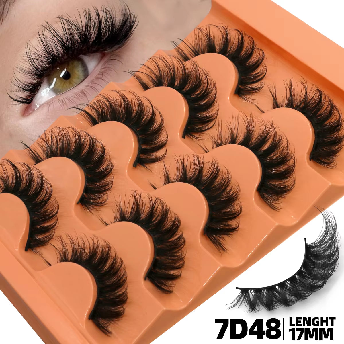 5 Pairs Fluffy Eyelashes 8D Volume False Lashes Strip Lashes Extensions Thick Soft Curly Fake Lashes Makeup