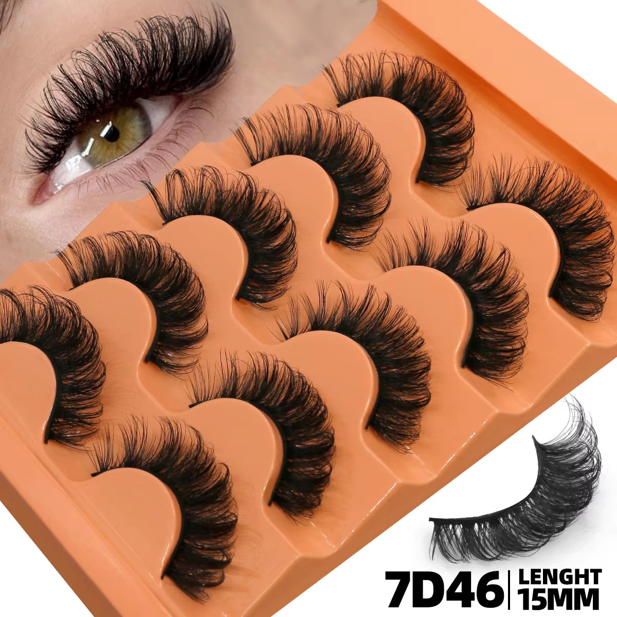 5 Pairs Fluffy Eyelashes 8D Volume False Lashes Strip Lashes Extensions Thick Soft Curly Fake Lashes Makeup