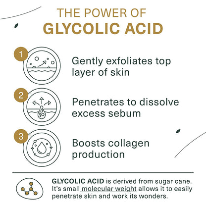 Glycolic Acid Face Wash, Exfoliating Facial Cleanser and Scrub, 10% Glycolic Acid, AHA and Salicylic Acid, 6 Fl. Oz